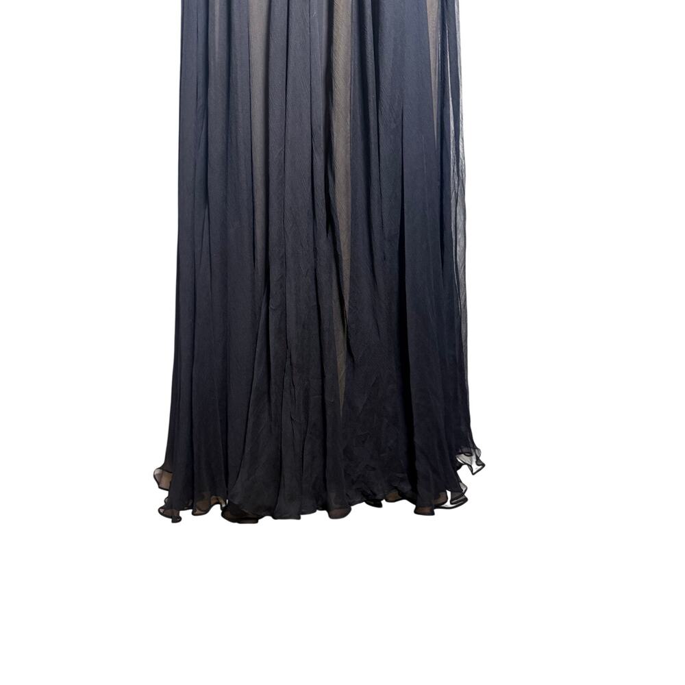 Tadashi Shoji Black One Shoulder Silk Gown Sz. 6 - Picture 3 of 12